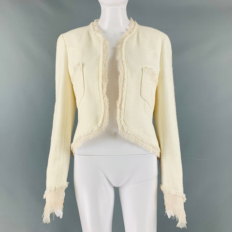 CHANEL Talla 8 Chaqueta con textura acrílica de algodón crema