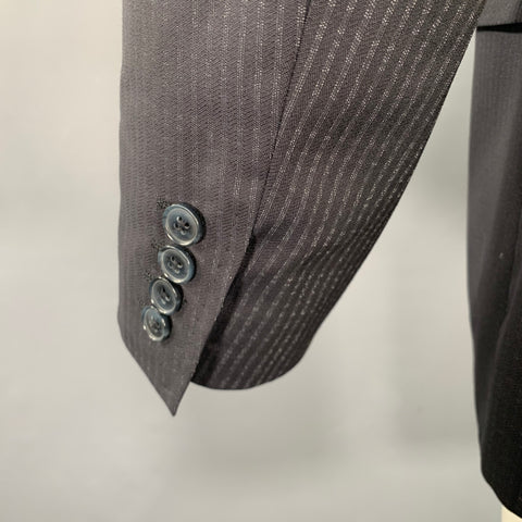 DOLCE & GABBANA Size 36 Navy Stripe Virgin Wool Sport Coat