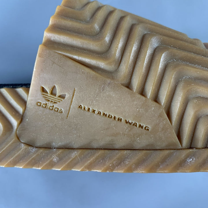 ALEXANDER WANG Size 10 Adilette Black Brown Beige Color Block Rubber Slide Sandals