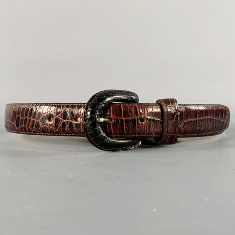 ANN TAYLOR Size S Brown Croc Embossed Leather Covered Buckle Belt