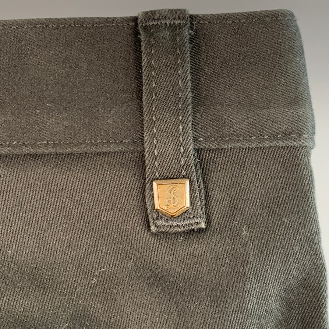 SAINT LAURENT Size 30 Black Cotton Blend Flat Front Slim Tapered Casual Pants