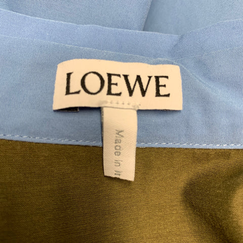 LOEWE Size 4 Blue Olive Cotton Mixed Fabrics Shirt Dress
