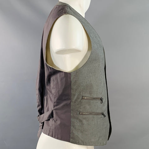 JOHN VARVATOS STAR USA Size 40 Grey Charcoal Stripe Cotton Vest