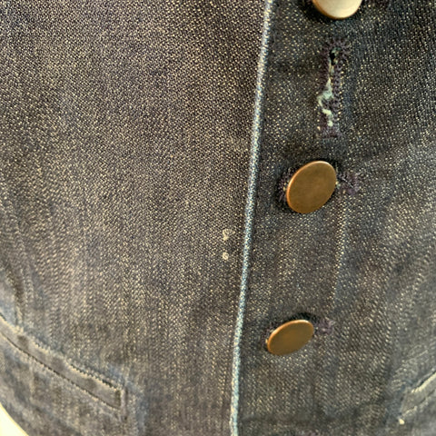 MARC JACOBS WRANGLER Size L Indigo Cotton Denim Button Up Vest