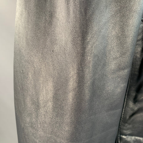 BUGATCHI Size L Navy Lambskin Leather Moto Racer Jacket