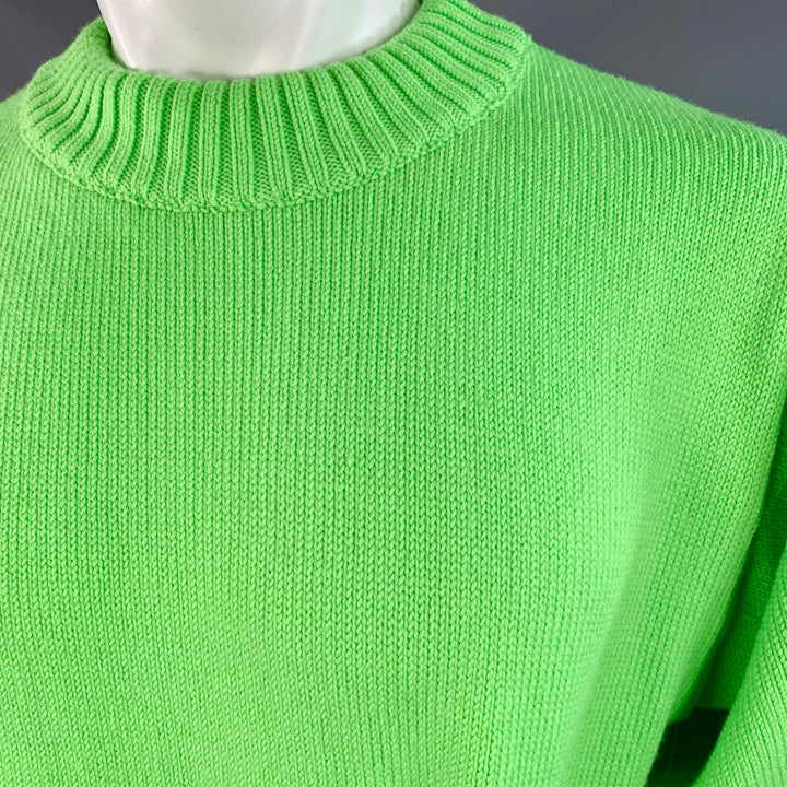 ROBYN LYNCH Size S Neon Green Merino Wool Cashmere Crew Neck Sweater