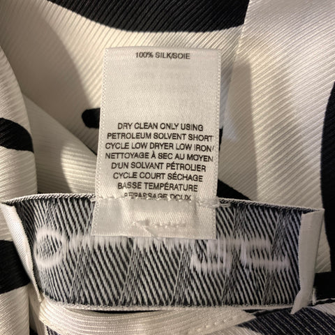 OSCAR DE LA RENTA Size L White Black Silk Zebra Wrap Long Dress