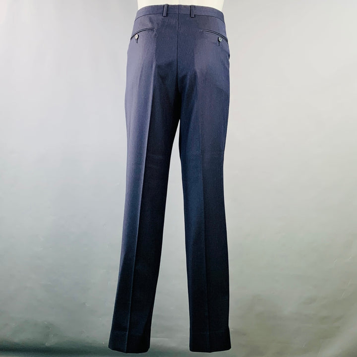 Z ZEGNA Size 40 Regular Navy Charcoal Herringbone Wool Notch Lapel Suit