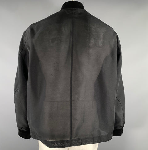 STERNBERG Size L Black Solid Blend Bomber Jacket