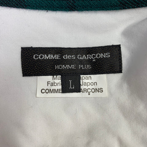 COMME des GARCONS HOMME PLUS Size L White Green Contrast Trim Long Sleeve Shirt