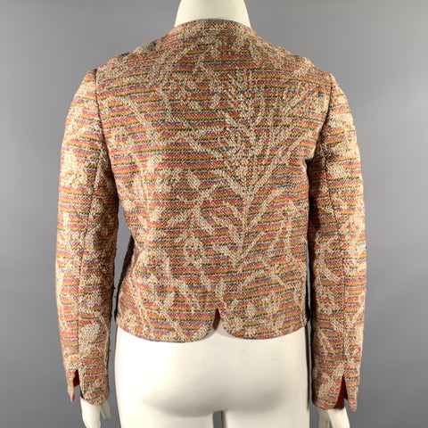 HERMES Size 8 Multi-Color Silk  Wool Jacket