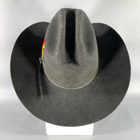 SERRATELLI Size 7.5 Black Cowboy Feather Hats