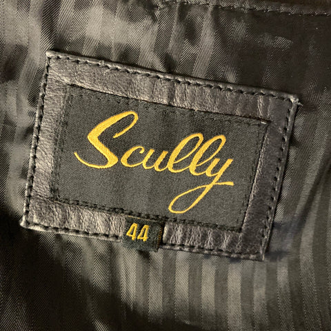SCULLY Size 44 Black Leather Buttoned Vest