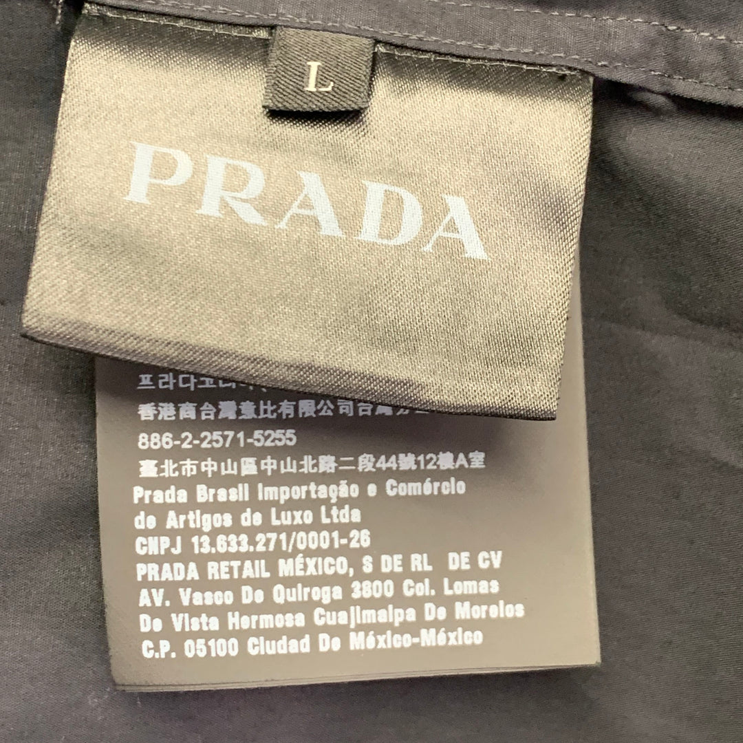 PRADA SS18 Size L James Jean Laser Monkey Black White Graphic Cotton Long Sleeve Shirt