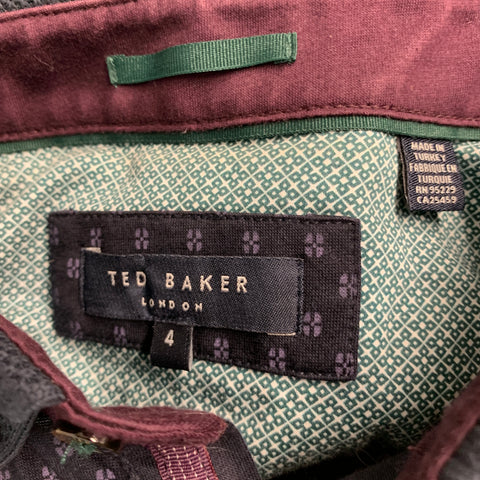 TED BAKER Size L Navy Purple Dots Cotton One Pocket Polo