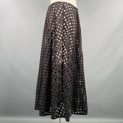 SOLID & STRIPED Size L Black Cotton Eyelet A-Line Skirt
