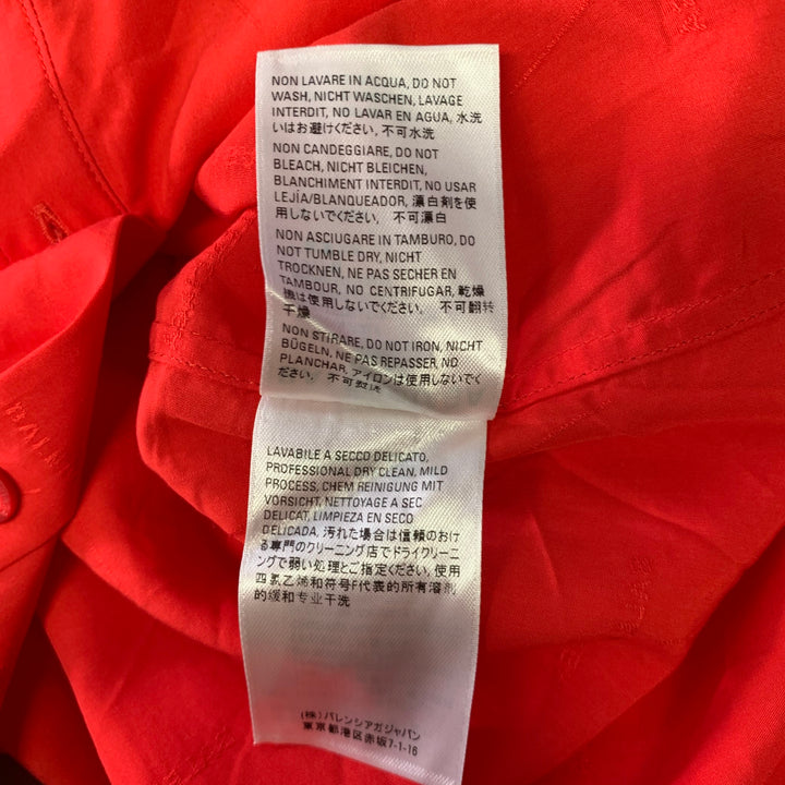 BALENCIAGA Size S Red Monogram Lyocell Button Down Long Sleeve Shirt
