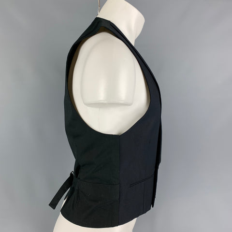 SPENCER HART Size 36 Black Textured Cotton Shawl Collar Vest