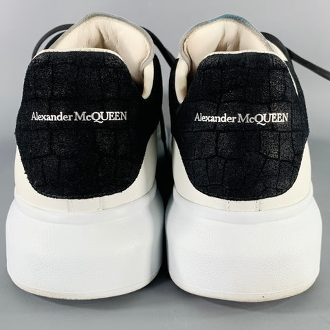 ALEXANDER MCQUEEN Size 10 White Black Leather Sneakers