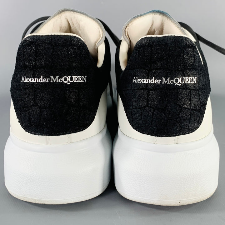 ALEXANDER MCQUEEN Size 10 White Black Leather Sneakers