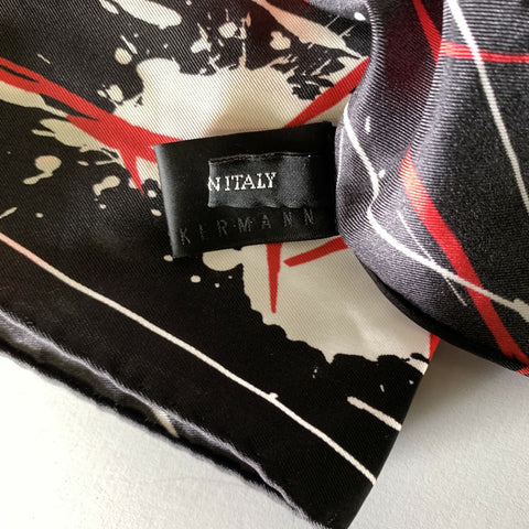 HAIDER ACKERMANN Black Red & White Splatter Silk Scarves
