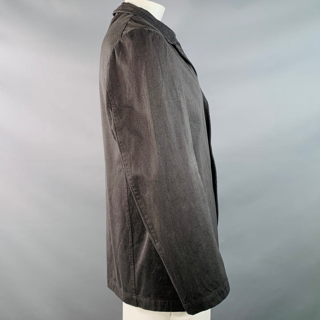 COMME des GARCONS SHIRT Size L Charcoal Grey Cotton Blend Twill Notch Lapel Jacket