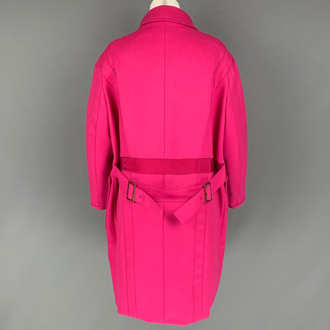 NINA RICCI Size 6 Pink Wool Solid Zip Up Coat