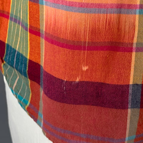 J.CREW Size L Multi Color Cotton Madras Classic Short Sleeve Shirt