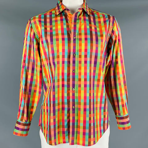 ROBERT GRAHAM Size L Multi-Color Checkered Cotton Button Up Long Sleeve Shirt