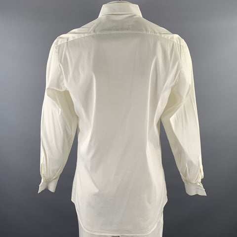 PRADA Size XL Cream Solid Cotton Blend Tuxedo Long Sleeve Shirt