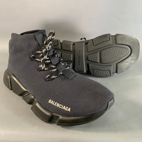BALENCIAGA Size 12 Navy Black Mesh Runner Sneakers