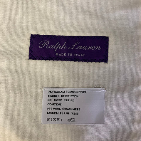 RALPH LAUREN Size 46 Grey White Pinstripe Wool Cashmere Vest