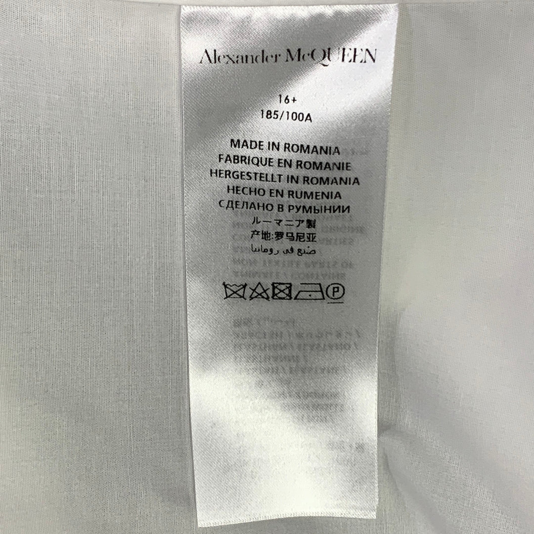 ALEXANDER MCQUEEN Size L White Cotton Blend Curved Cutaway Button Up Long Sleeve Shirt