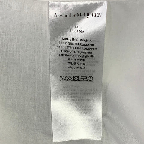 ALEXANDER MCQUEEN Size L White Cotton Blend Curved Cutaway Button Up Long Sleeve Shirt