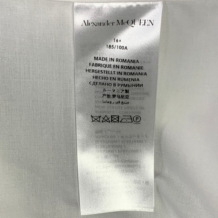 ALEXANDER MCQUEEN Size L White Cotton Blend Curved Cutaway Button Up Long Sleeve Shirt