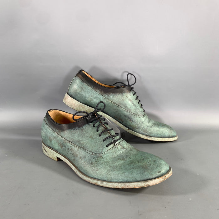 MAISON MARTIN MARGIELA Size 8 Turquoise Teal Painted Leather Lace Lace Up Shoes