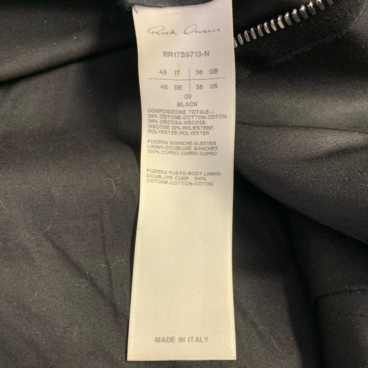 RICK OWENS Size 38 Black Cotton Blend Blouson Zip Up Jacket