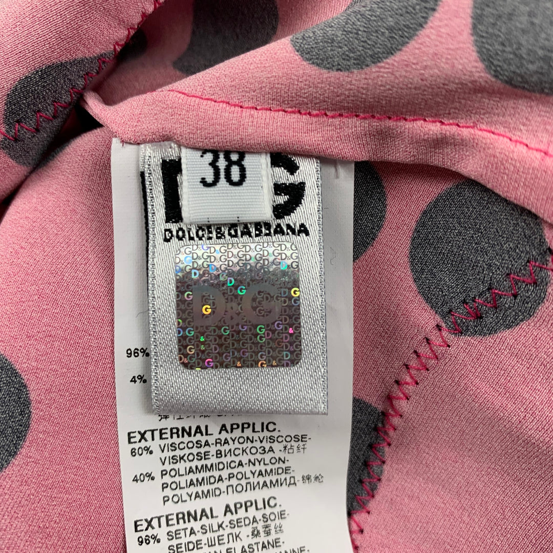 D&amp;G by DOLCE &amp; GABBANA Taille 2 Haut décontracté à pois en soie noire fuchsia