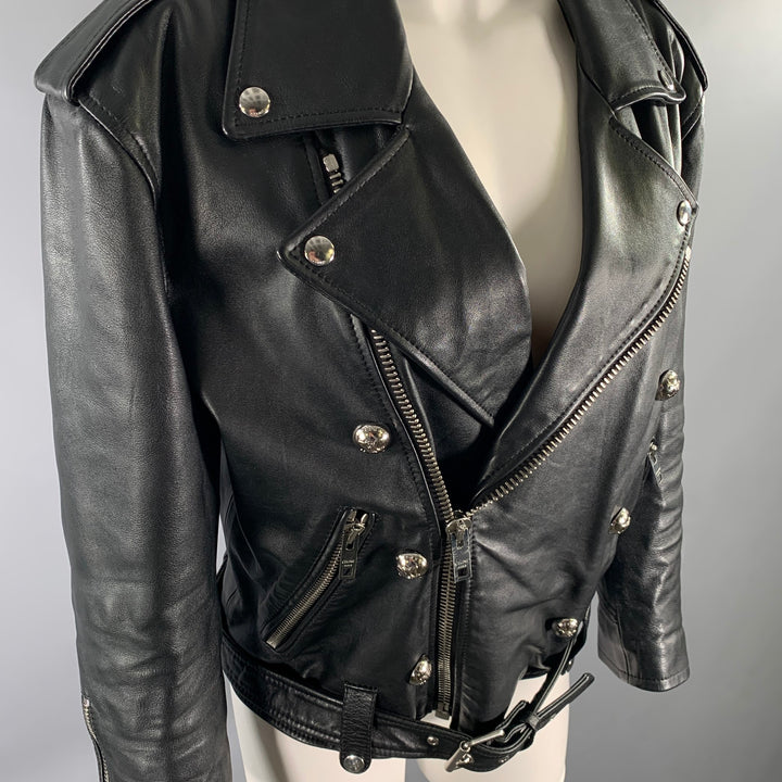 CELINE Size S Black Leather Motorcycle Jacket