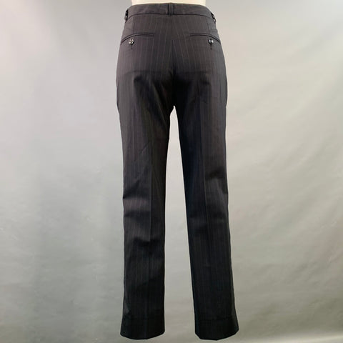 DOLCE & GABBANA Size 4 Navy Grey Virgin Wool Blend Pinstripe Dress Pants