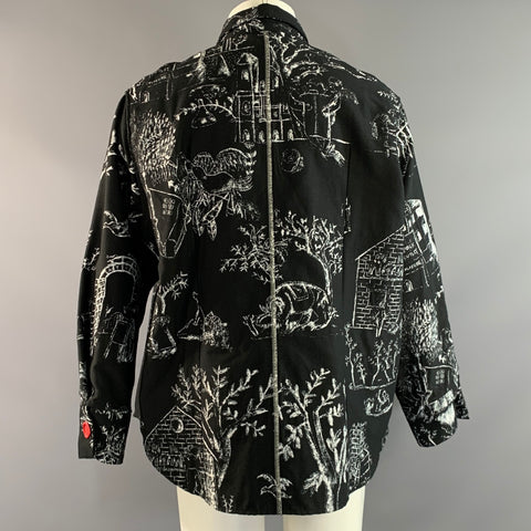 SHINYA KOZUKA Size M Black White Jacquard Polyester Cotton Jacket