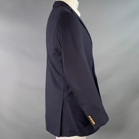 RALPH LAUREN Size 38 Regular Navy Cashmere Double Breasted Sport Coat