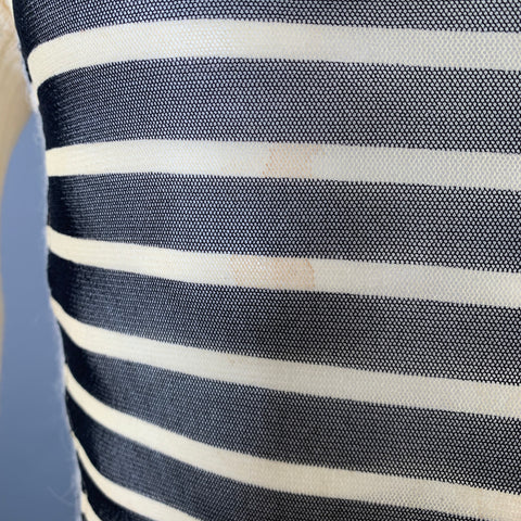 JEAN PAUL GAULTIER Size S Black Cream Stripe Polyamide Alpaca Mesh Pullover