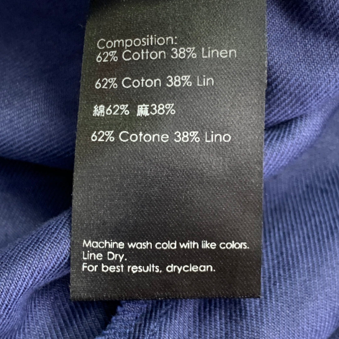 3.1 PHILLIP LIM Size XS Blue Cotton Linen High Waisted Drawstring Casual Pants