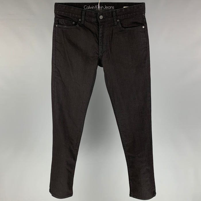 CALVIN KLEIN Size 31 Black Cotton Zip Fly Slim Jeans