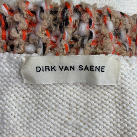 DIRK VAN SAENE Size M Cream Orange Beige Wool Knit Cardigan