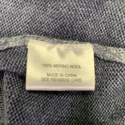 LENOR ROMANO Pull col V en laine mérinos torsadée bleu gris Taille L