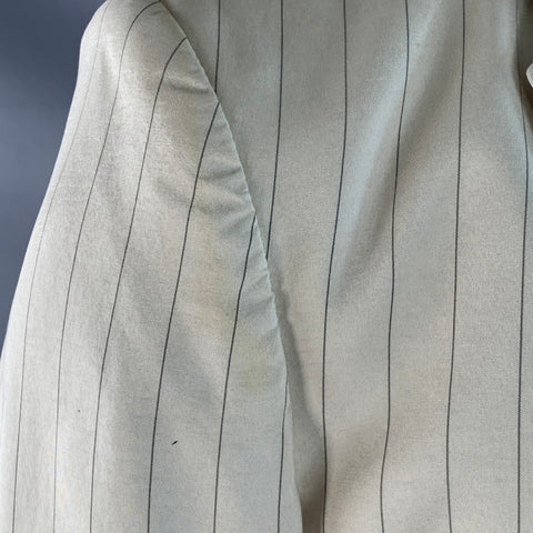 GAULTIER 2 Vintage Size 38 Beige Grey Pinstripe Wool Silk Single Button Hooded Suit