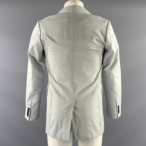 DRIES VAN NOTEN Chest Size 36 Grey Solid Cotton Notch Lapel Sport Coat