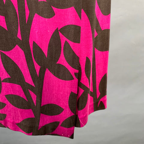 DIANE VON FURSTENBERG Size M Brown Magenta Silk Abstract Floral Wrap Dress